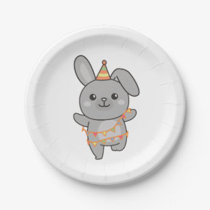 Birthday Animal Cute Bunny for Kids Birthday Party Paper Plate