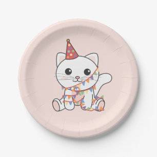 Birthday Animal Cute Cat for Kids Birthday Party Paper Plate