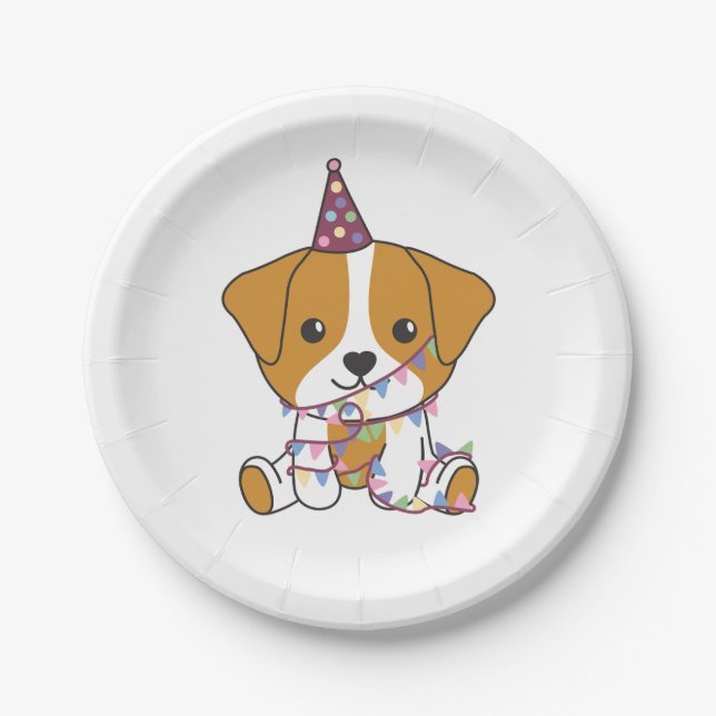 Birthday Animal Cute Jack Russell Birthday Party Paper Plate (Front)