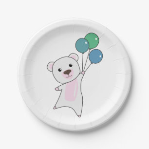 Birthday Animal Cute Polar Bear Birthday Party Paper Plate