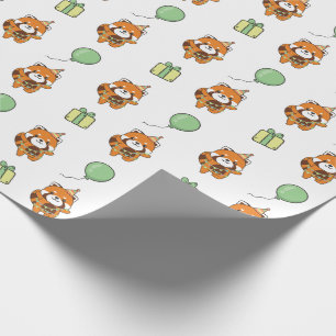 Birthday Animal Cute Red Panda Kids Birthday Party Wrapping Paper