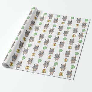 Birthday Animal Cute Rhino for Kids Birthday Party Wrapping Paper
