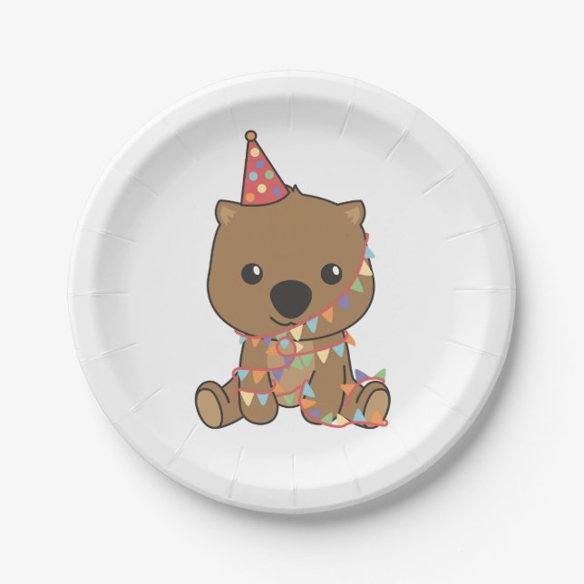 Birthday Animal Cute Wombat Kids Birthday Party Paper Plate (Front)