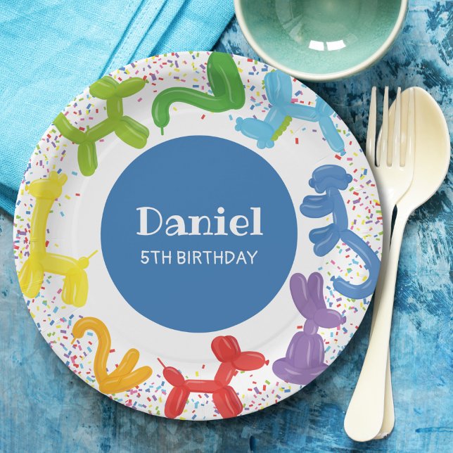 BIRTHDAY ANIMALS BALLOONS PAPER PLATE (Creator Uploaded)
