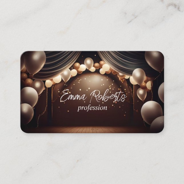 Birthday Anniversary Gift White Pink Gold Balloons Business Card (Front)