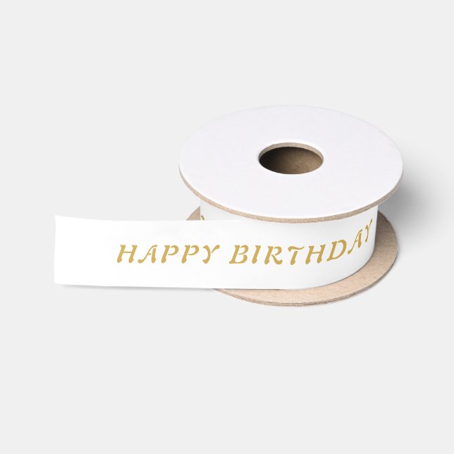 Birthday Antique Gold Ribbon with Name Satin Ribbon (Spool)