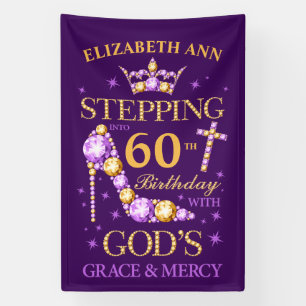 Birthday, any age, editable, christian, purple  banner