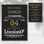 Birthday Any Age Legendary Black Gold Retro Invitation<br><div class="desc">For those celebrating their birthday we have the ideal birthday party invitation with a vintage feel. The black background with a white and gold vintage typography design design is simple and yet elegant with a retro feel. Easily customise the text of this birthday gift using the template provided. Part of...</div>