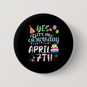Birthday april 7th happy day to daddy mummy 6 cm round badge