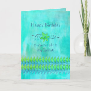 BIRTHDAY - AQUA BLUE AND GREEN - BEAUTIFUL PERSON CARD