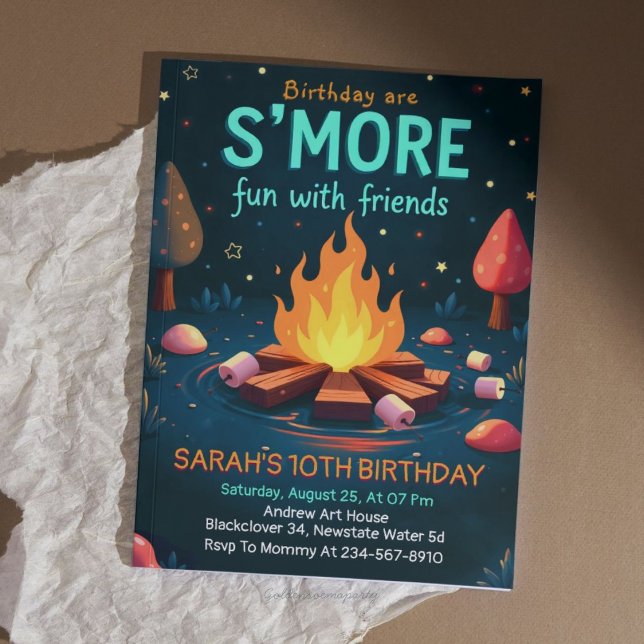 Birthday are Smore Fun With Friend - Cosy Campfire Invitation (Smore fun friend 2)