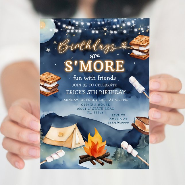 Birthday are S'mores Fun Night Campfire Tent Party Invitation (Creator Uploaded)