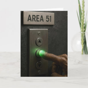 Birthday Area 51 Elevator Button Card