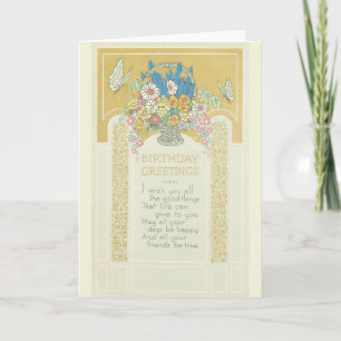 Birthday Art Deco Flowers Card