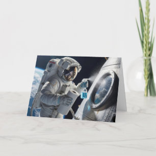 Birthday Astronaut Cleaning Spacecraft Window Card