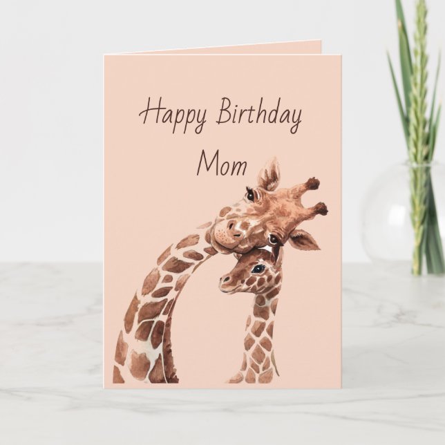 Birthday Awesome Mom Fun Giraffe Animal   Card (Front)