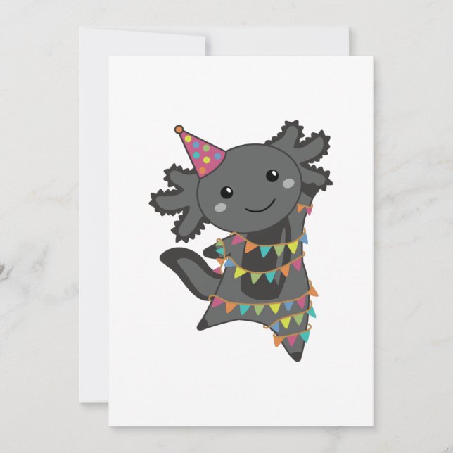 Birthday Axolotl Garland Adult Cloth Face Mask Invitation (Front)