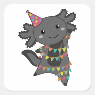 Birthday Axolotl Garland Square Sticker