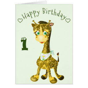 Birthday Baby Card with Baby Giraffe - Add Year
