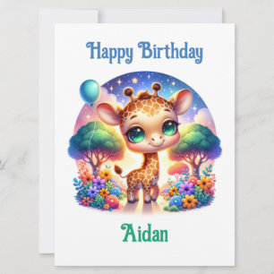 Birthday Baby Giraffe Fantasy Safari Card