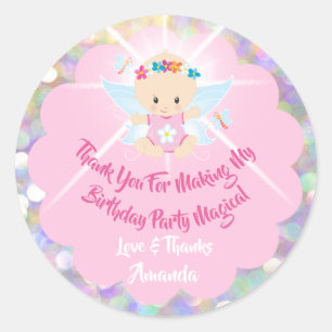 Birthday Baby Girl Shower Pink Glitter Princess Classic Round Sticker