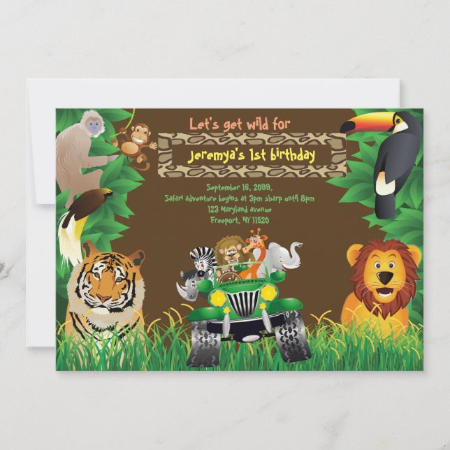 Birthday Baby, Safari birthday, jungle animals Invitation (Front)