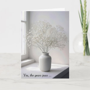 Birthday Baby's Breath Bouquet In White Jug Card