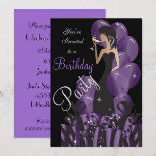 Birthday Bachelorette Cocktail Girl's Party Invitation