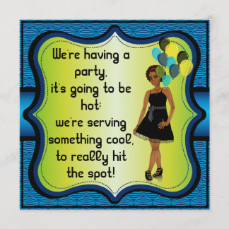 Birthday Bachelorette Woman Party Balloons Invite