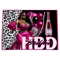 Birthday Baddie Black Woman Pink & Leopard