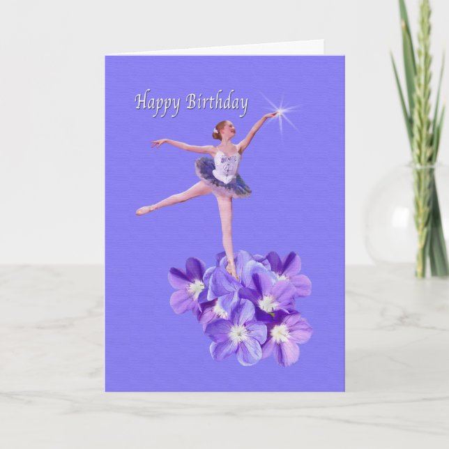 Birthday, Ballerina and Violets Card (Front)