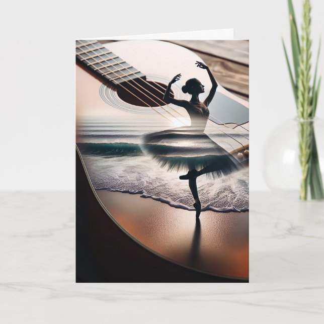 Birthday Ballerina Dancer In Guitar  Card (Front)