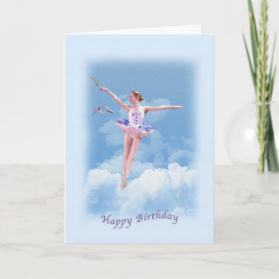 Birthday, Ballerina Dancing Above the Clouds Card