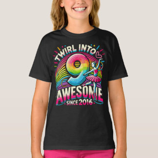 Birthday Ballet Dancer 9th Girls Twirl Into 9  T-Shirt