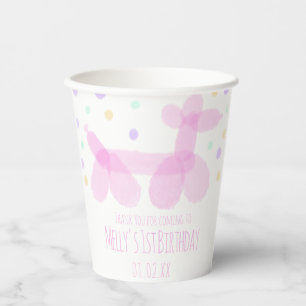 Birthday Balloon Animals Pink Pastel Party   Paper Cups
