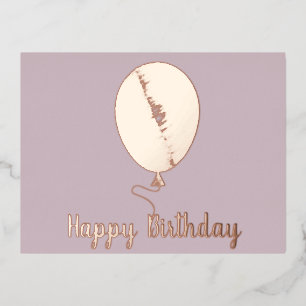 Birthday Balloon  Blush Pink Foil Holiday Postcard