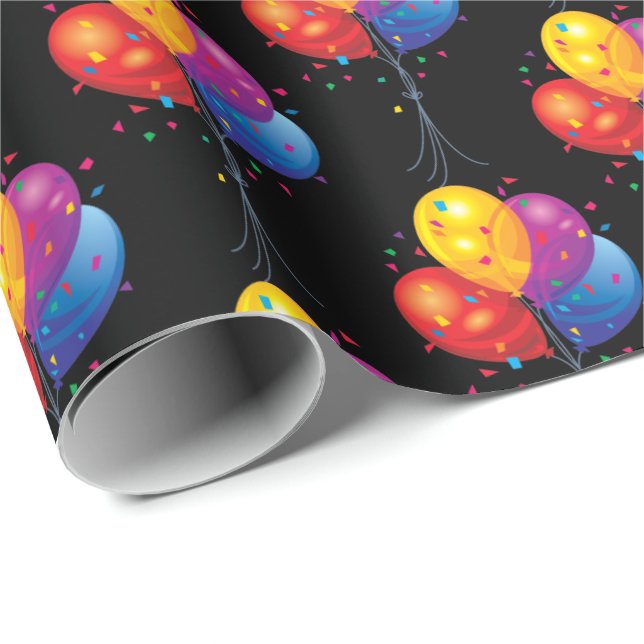 birthday balloon bouquet on black wrapping paper (Roll Corner)
