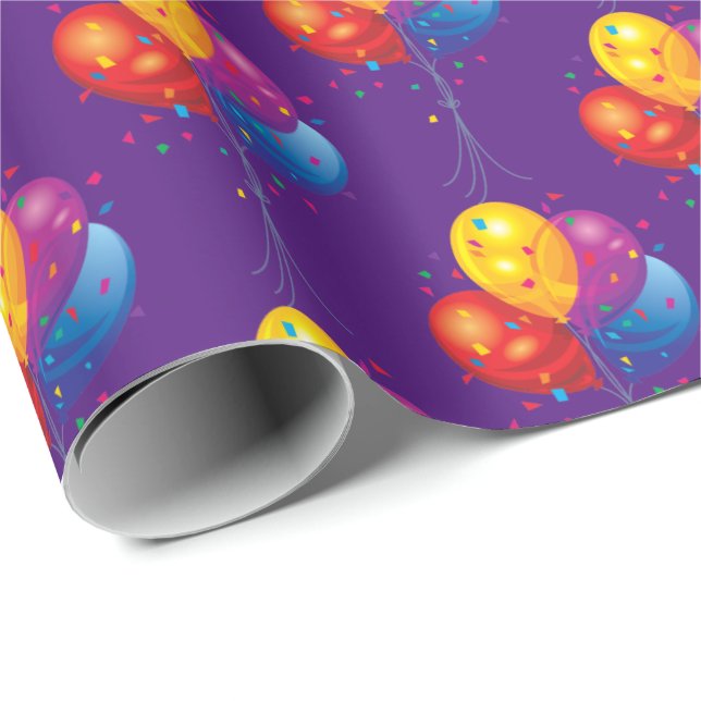 birthday balloon bouquet on purple wrapping paper (Roll Corner)