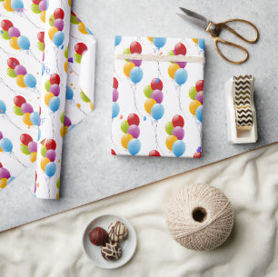 Birthday Balloon Bouquet With Party Confetti Wrapping Paper