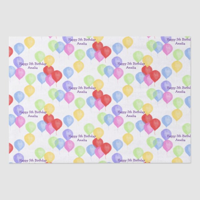  Birthday Balloon Personalised Tissue Paper (Front)