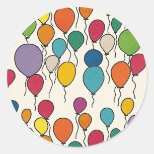 Birthday Balloon Watercolor Classic Round Sticker