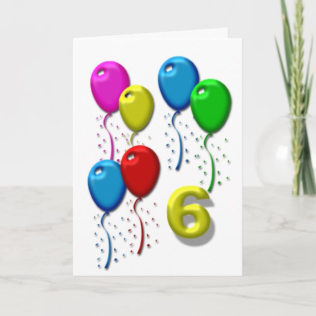 birthday balloons 06 years card (Front)