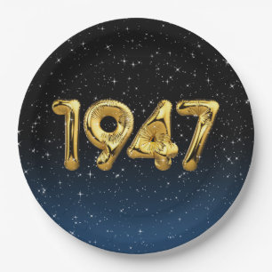 Birthday Balloons 1947 In Stars Paper Plate