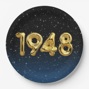 Birthday Balloons 1948 In Stars Paper Plate