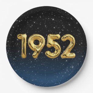Birthday Balloons 1952 In Stars Paper Plate