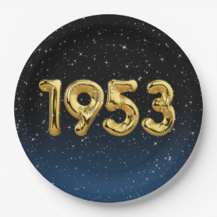 Birthday Balloons 1953 In Stars Paper Plate