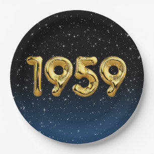 Birthday Balloons 1959 In Stars Paper Plate