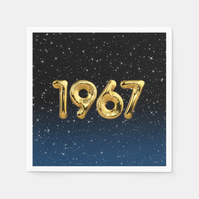 Birthday Balloons 1967 In Stars Napkin (Front)