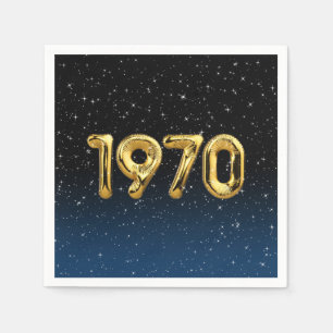 Birthday Balloons 1970 In Stars Napkin