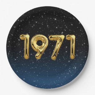 Birthday Balloons 1971 In Stars Paper Plate